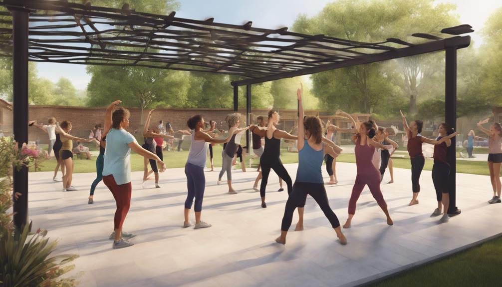 outdoor dance classes under a pergola