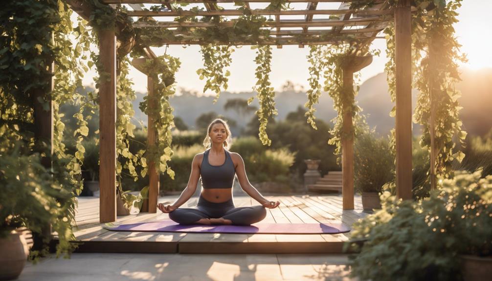 outdoor yoga in pergola