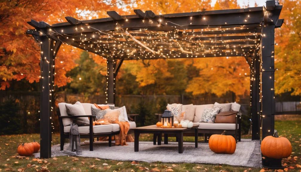 seasonal decor on pergola